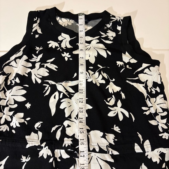 Denver Hayes Black and White Floral Midi Dress, Sz M, drawstring plus pockets - Picture 9 of 12